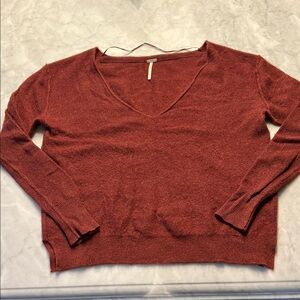 Free People cashmere v neck sweater. Rust red maroon. XS